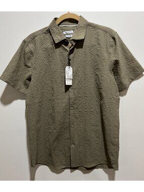 NWT Bruno Milano Button Down Short Sleeve Shirt ~ Size Small ~ Stretch, Textured